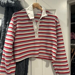 Reformation Red and Blue Striped Polo